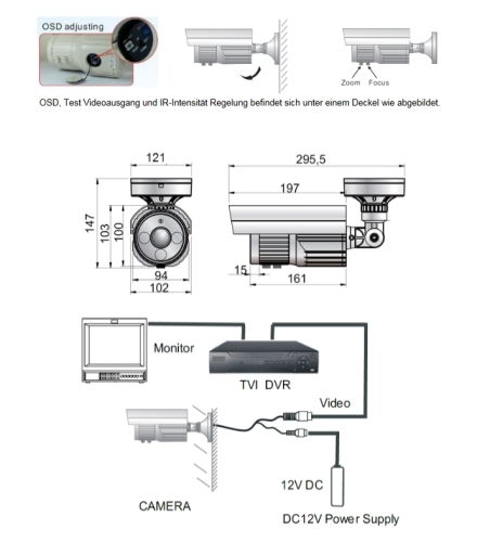 2MP IR Kompakt Kamera TVI/CVBS, Zoomobjektiv 6-22mm